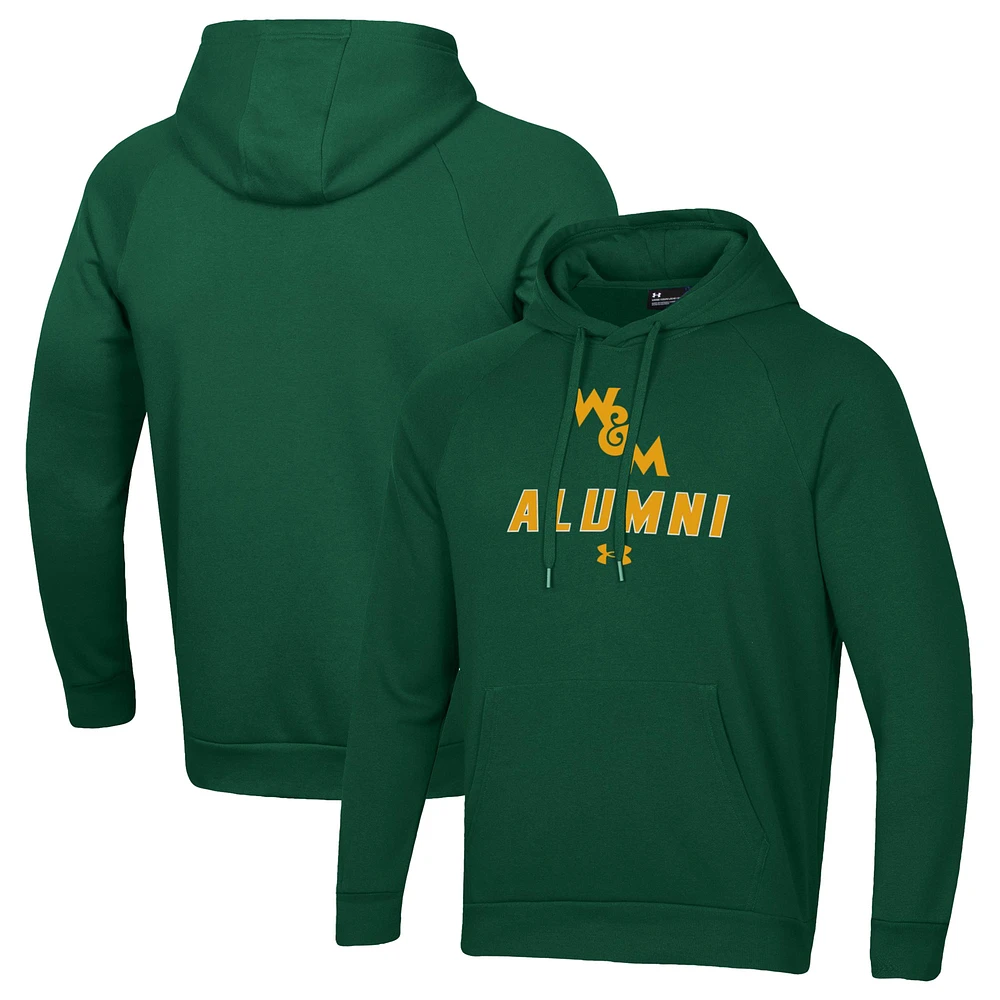 Men's Under Armour Green William & Mary Tribe Alumni Rival Fleece Pullover Hoodie