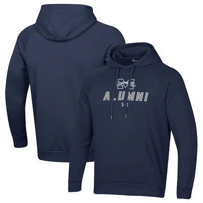 Men's Under Armour Navy Moravian Greyhounds Alumni Rival Fleece Pullover Hoodie