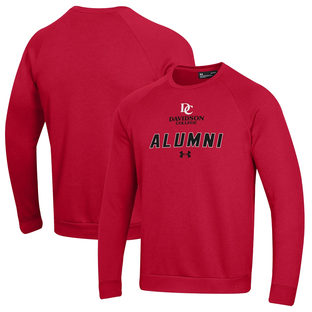 Men's Under Armour Red Davidson Wildcats Alumni Rival Fleece Pullover Sweatshirt