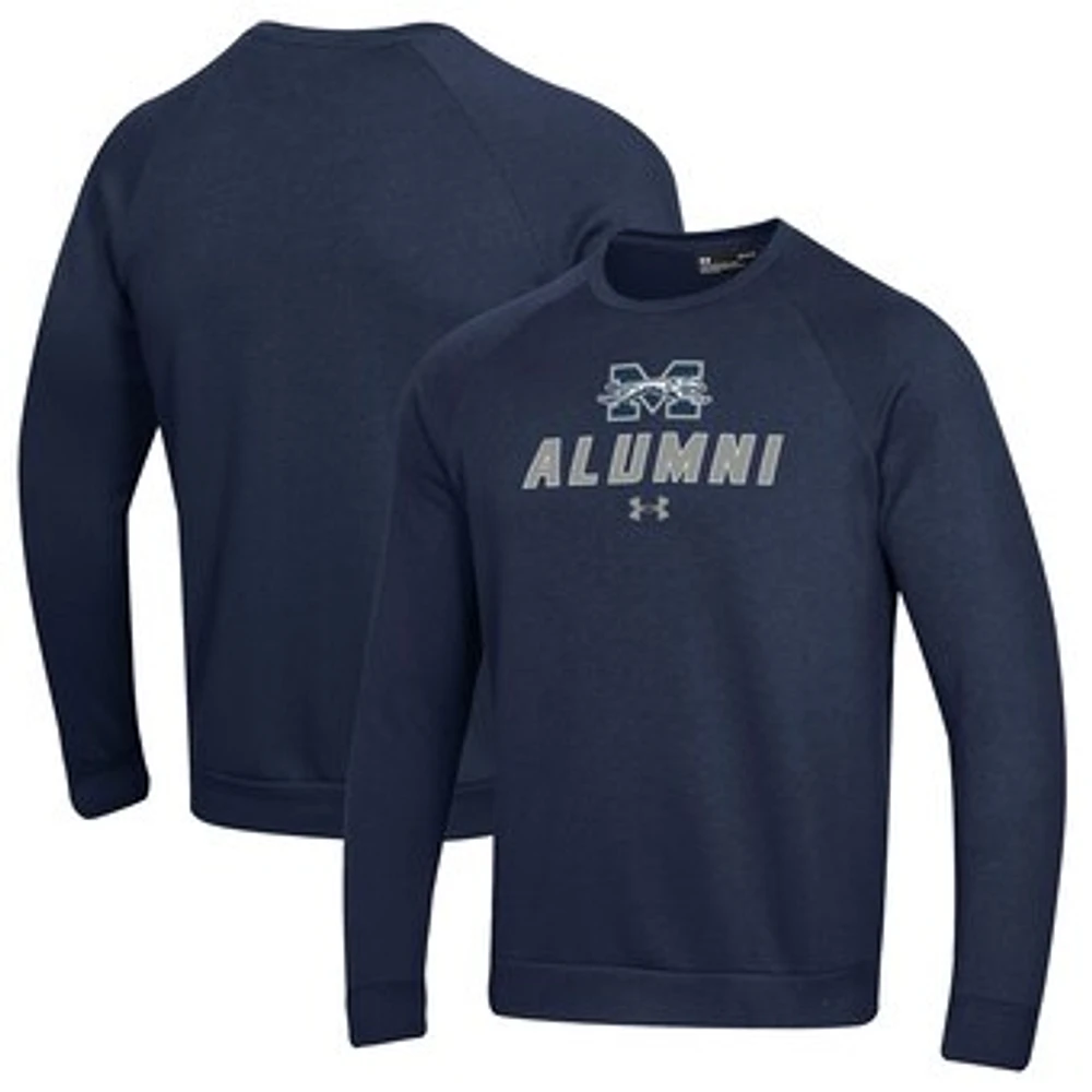 Men's Under Armour Navy Moravian Greyhounds Alumni Rival Fleece Pullover Sweatshirt
