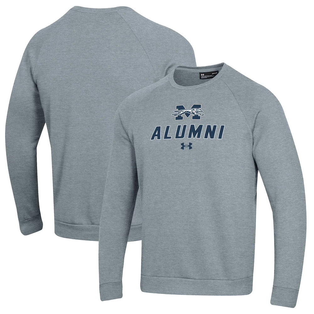 Men's Under Armour Gray Moravian Greyhounds Alumni Rival Fleece Pullover Sweatshirt