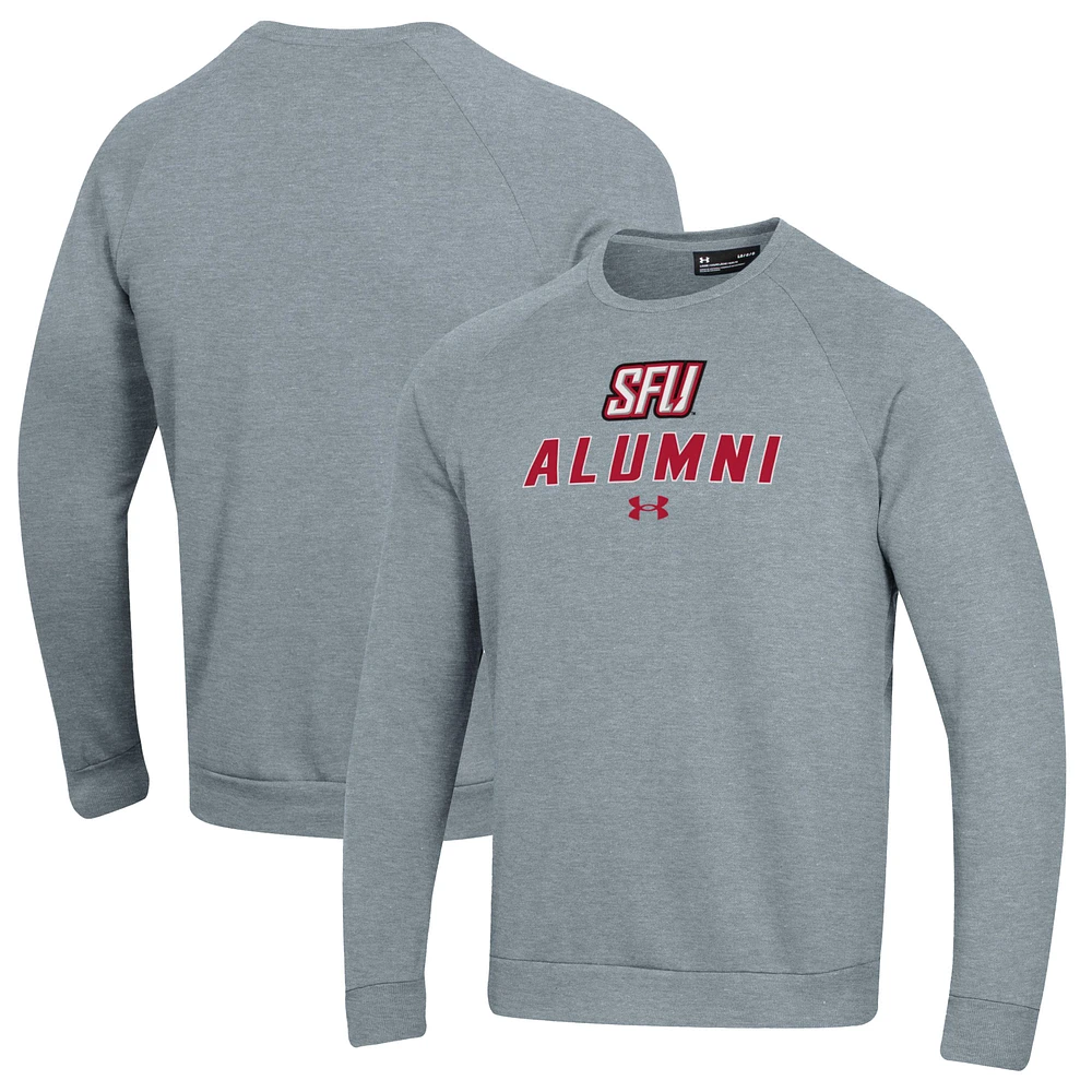 Men's Under Armour Gray Saint Francis Red Flash Alumni Rival Fleece Pullover Sweatshirt