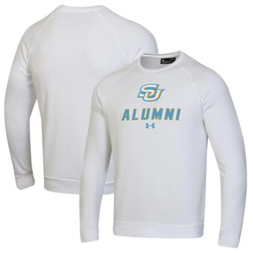 Men's Under Armour White Southern University Jaguars Alumni Rival Fleece Pullover Sweatshirt