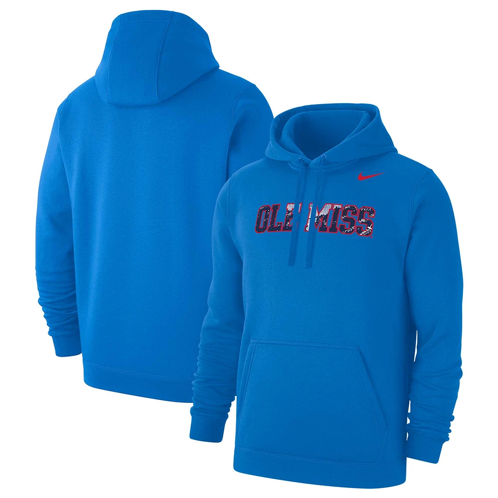 Men's Nike Powder Blue Ole Miss Rebels x Realtree Club Fleece Pullover Hoodie