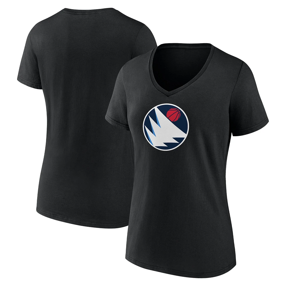 Women's Black San Diego Clippers Primary Logo V-Neck T-Shirt