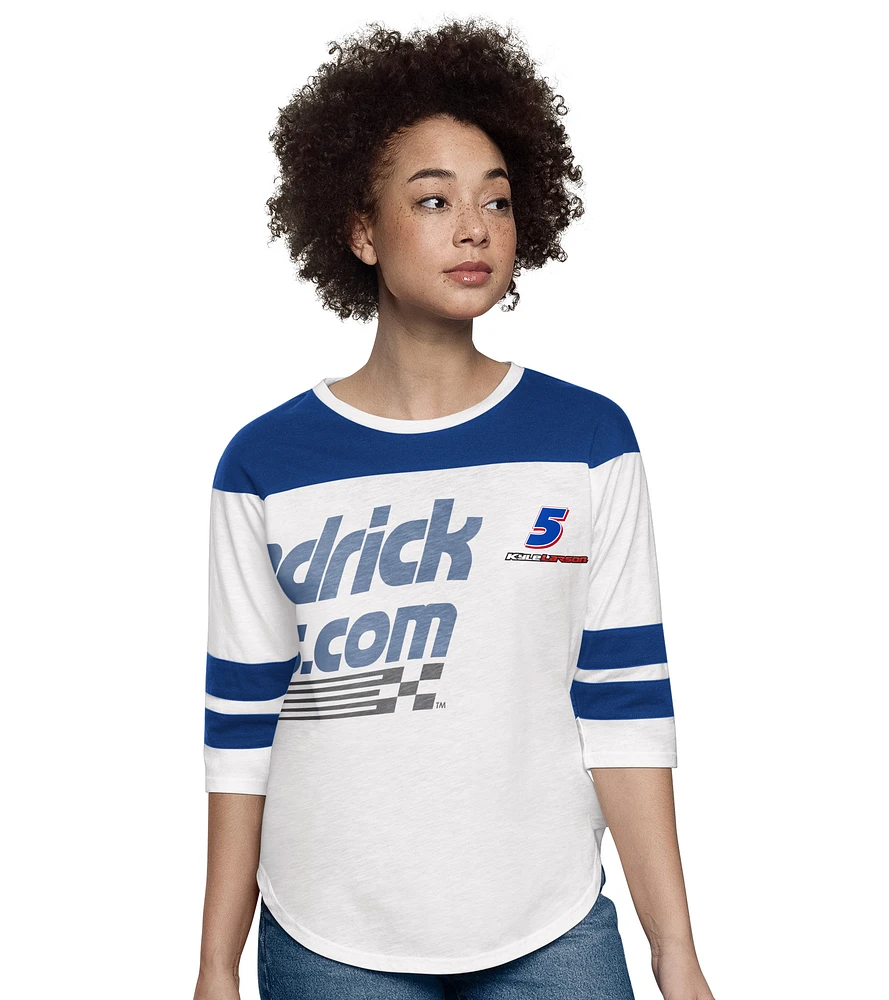 Women's Starter White Kyle Larson Grand Slam 3/4-Sleeve T-Shirt