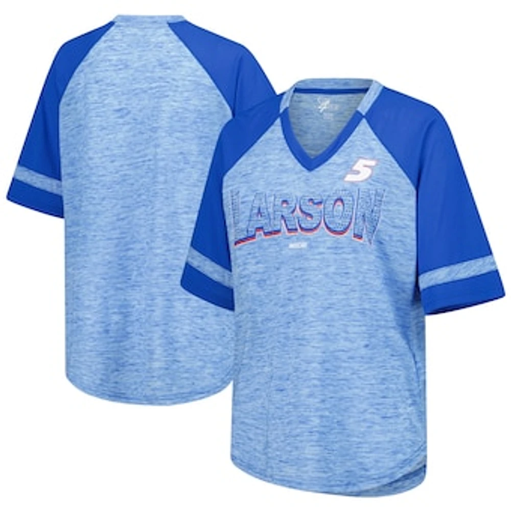 Women's G-III 4Her by Carl Banks Heather Royal Kyle Larson Hall of Fame Oversized Raglan V-Neck T-Shirt