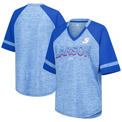 Women's G-III 4Her by Carl Banks Heather Royal Kyle Larson Hall of Fame Oversized Raglan V-Neck T-Shirt