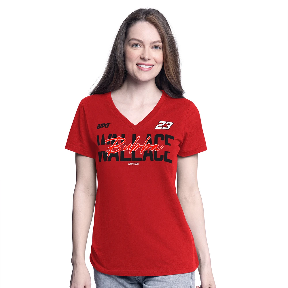 Women's G-III 4Her by Carl Banks Red Bubba Wallace Batter Up V-Neck T-Shirt