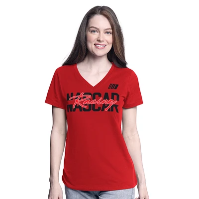 Women's G-III 4Her by Carl Banks Red NASCAR Batter Up V-Neck T-Shirt