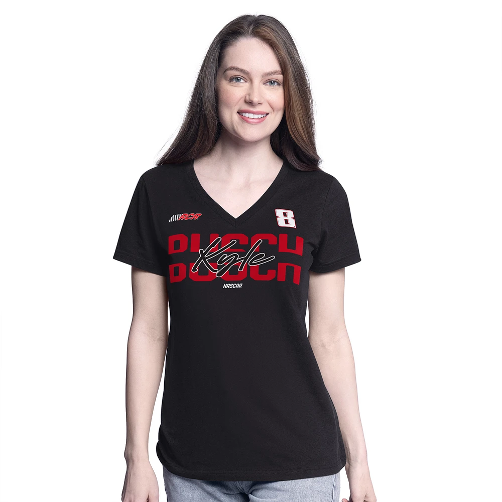Women's G-III 4Her by Carl Banks Black Kyle Busch Batter Up V-Neck T-Shirt