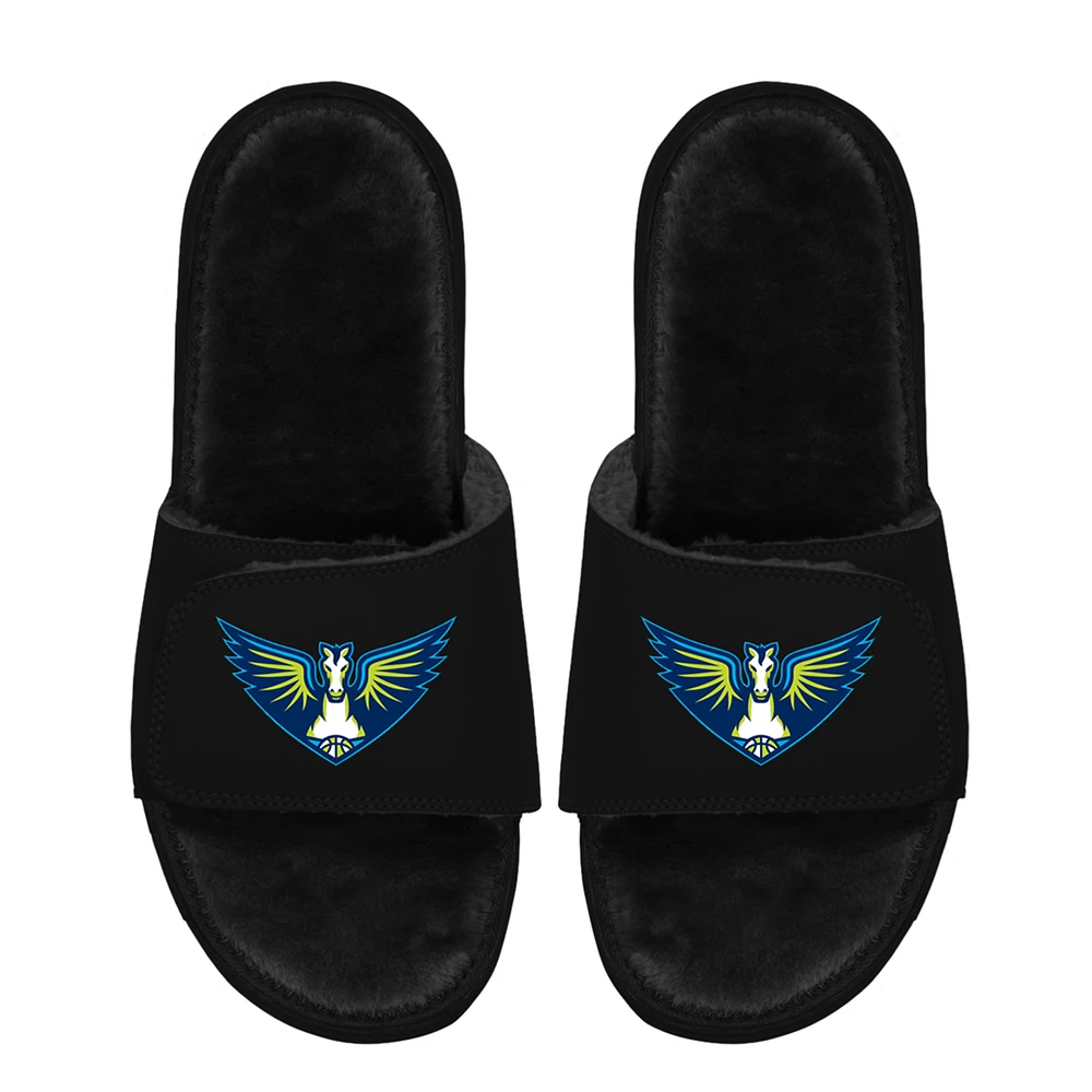 Unisex ISlide Black Dallas Wings Logo Faux Fur Slide Sandals