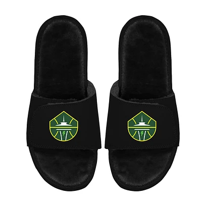 Unisex ISlide Black Seattle Storm Logo Faux Fur Slide Sandals
