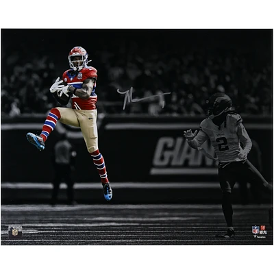 Malik Nabers New York Giants Autographed 16" x 20" Leaping Catch Photograph