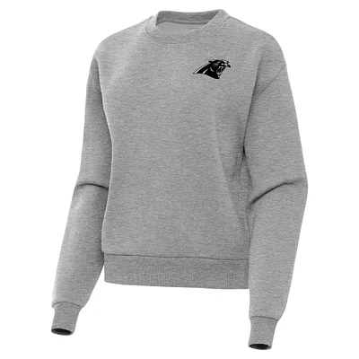 Women's Antigua Heather Gray Carolina Panthers Victory Pullover Sweatshirt