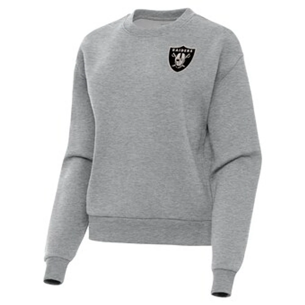 Women's Antigua Heather Gray Las Vegas Raiders Victory Pullover Sweatshirt