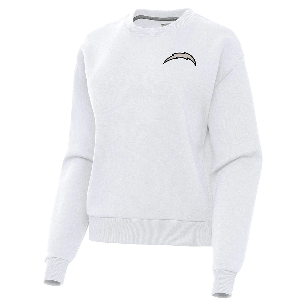 Women's Antigua White Los Angeles Chargers Victory Pullover Sweatshirt