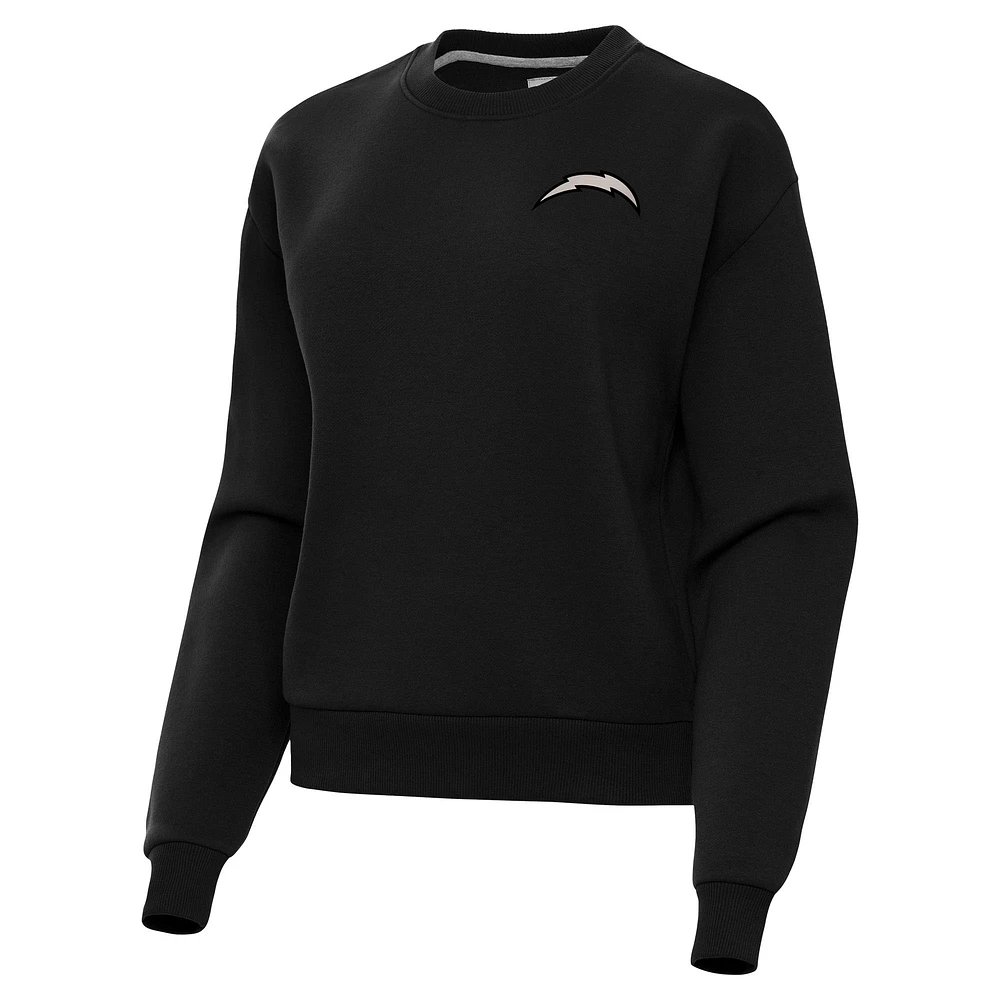 Women's Antigua Black Los Angeles Chargers Victory Pullover Sweatshirt