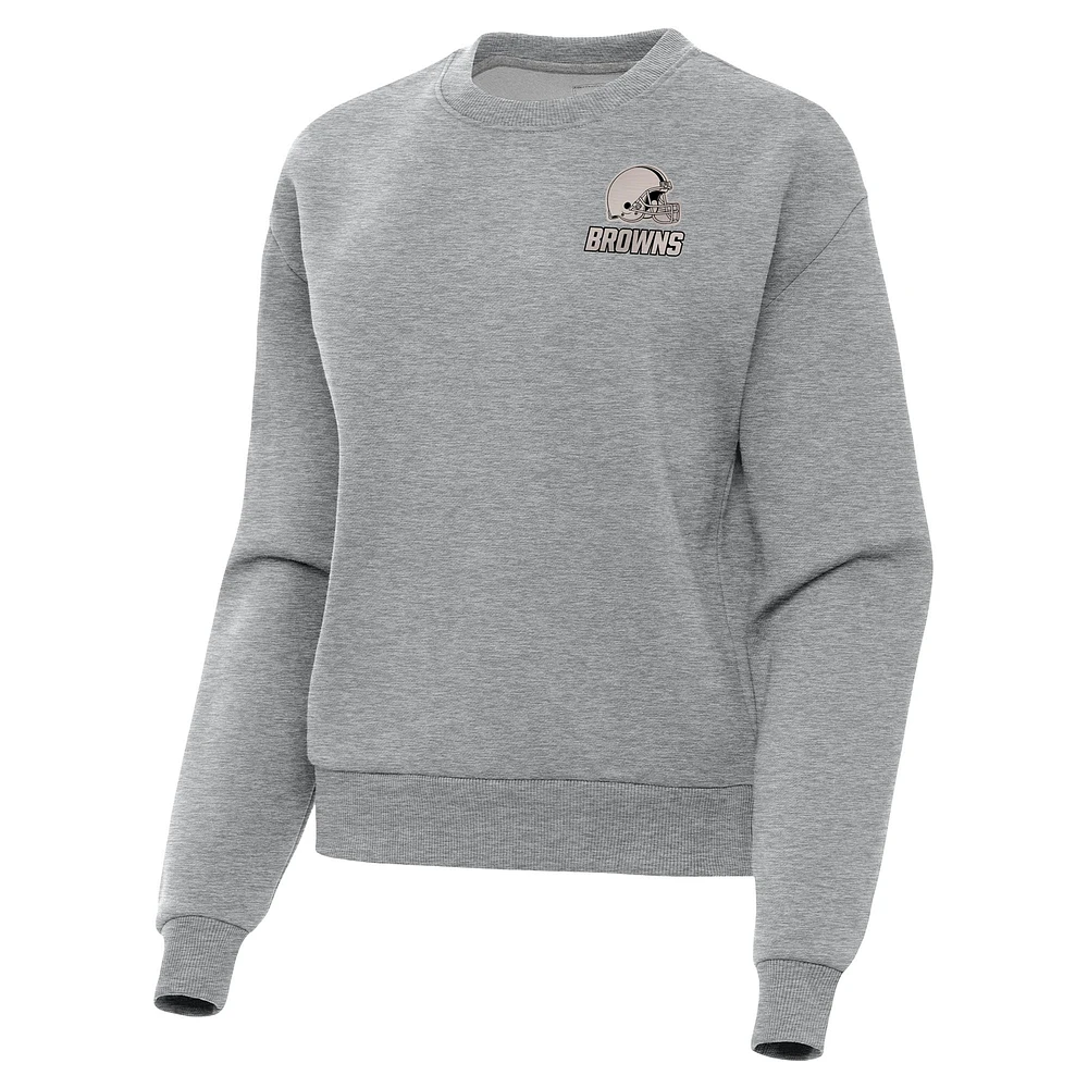 Women's Antigua Heather Gray Cleveland Browns Victory Pullover Sweatshirt