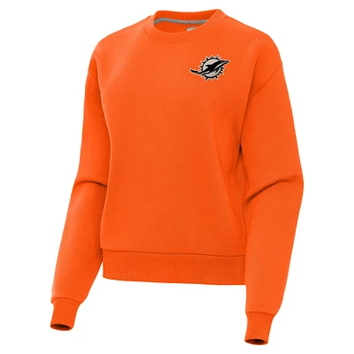 Women's Antigua Orange Miami Dolphins Victory Pullover Sweatshirt