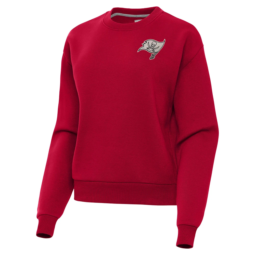 Women's Antigua Red Tampa Bay Buccaneers Victory Pullover Sweatshirt
