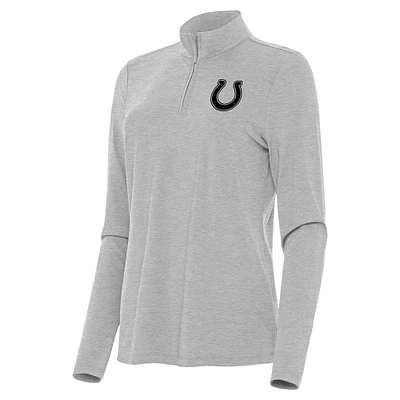 Women's Antigua Heather Gray Indianapolis Colts Brushed Carbon Bright Quarter-Zip Pullover Top