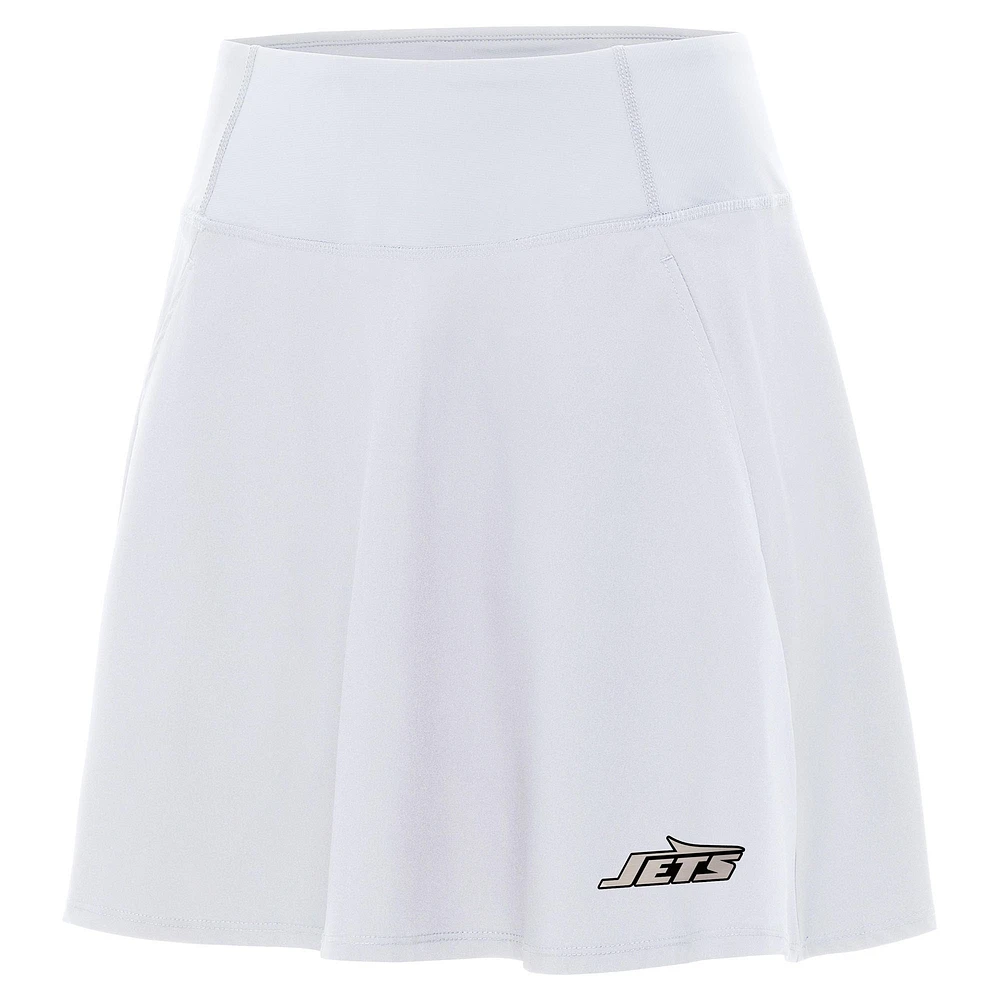 Women's Antigua White New York Jets Brushed Carbon Chip Skort