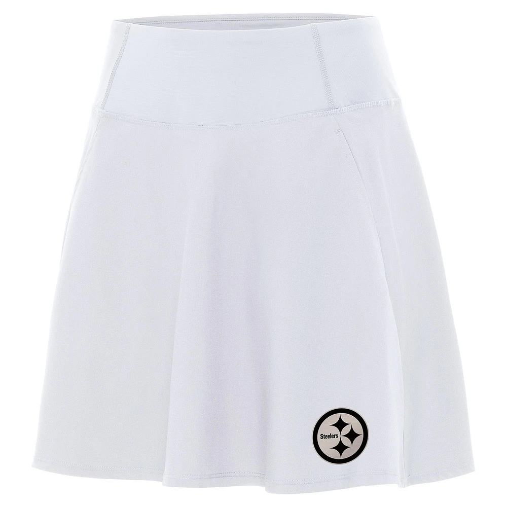 Women's Antigua White Pittsburgh Steelers Brushed Carbon Chip Skort