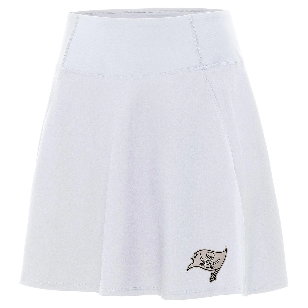 Women's Antigua White Tampa Bay Buccaneers Brushed Carbon Chip Skort