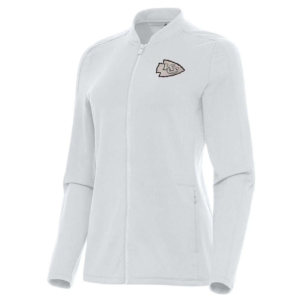 Women's Antigua White Kansas City Chiefs Continual Full-Zip Jacket