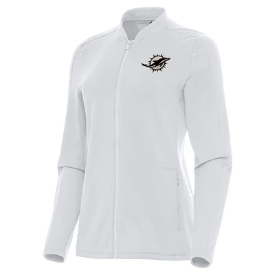 Women's Antigua White Miami Dolphins Continual Full-Zip Jacket