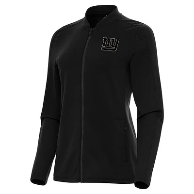Women's Antigua Black New York Giants Continual Full-Zip Jacket