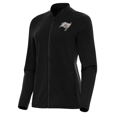 Women's Antigua Black Tampa Bay Buccaneers Continual Full-Zip Jacket