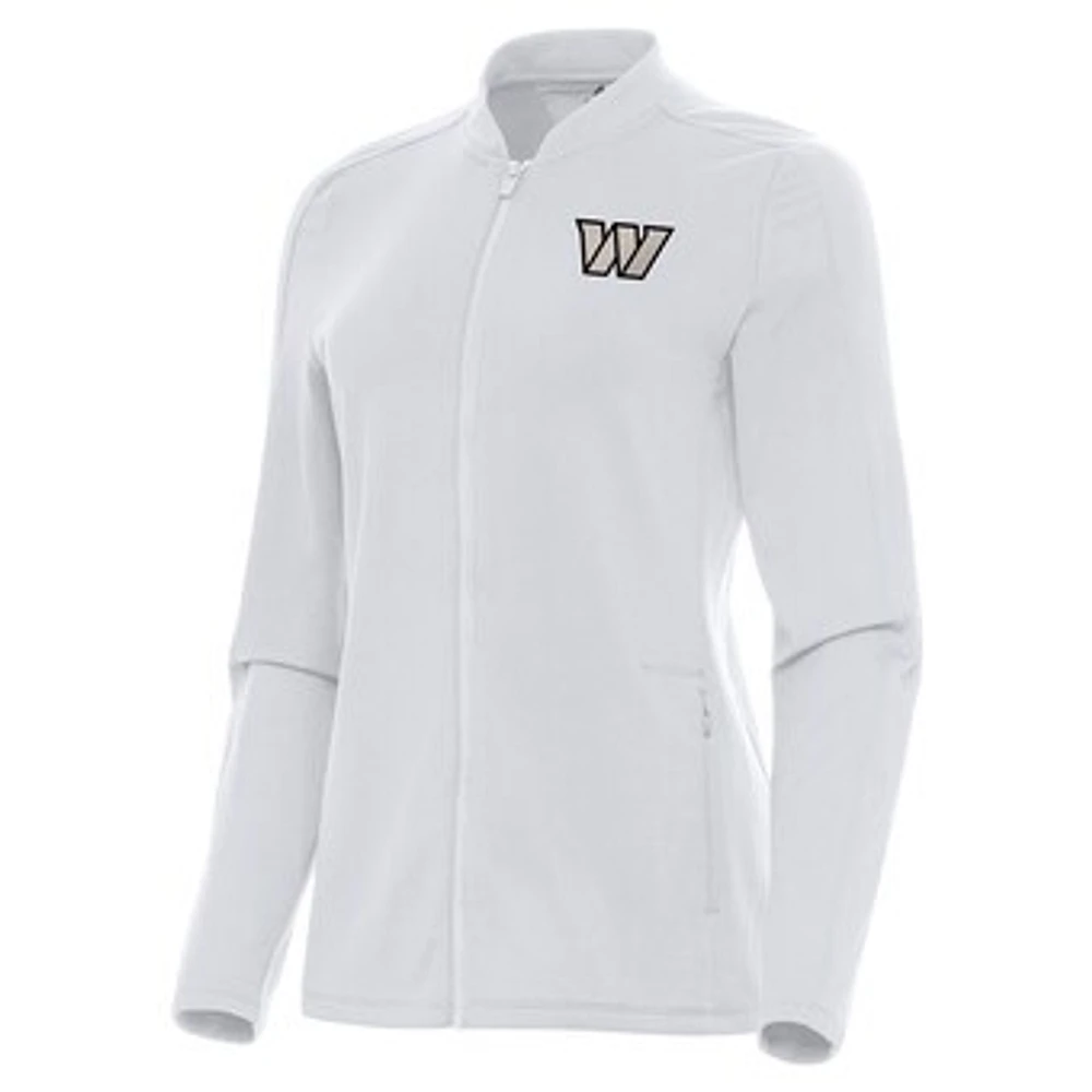 Women's Antigua White Washington Commanders Continual Full-Zip Jacket