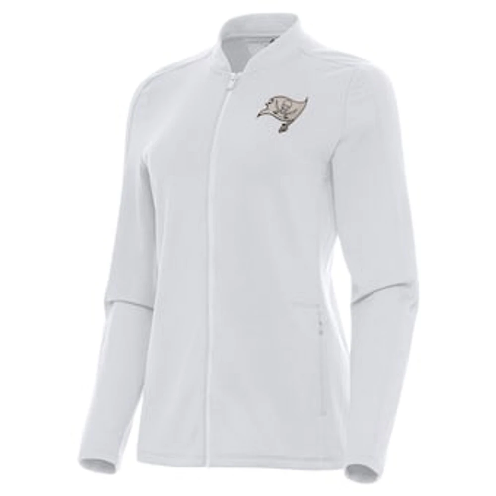 Women's Antigua White Tampa Bay Buccaneers Continual Full-Zip Jacket