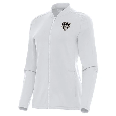 Women's Antigua White Chicago Bears Continual Full-Zip Jacket