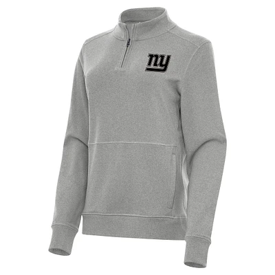 Women's Antigua Heather New York Giants Crush Quarter-Zip Top