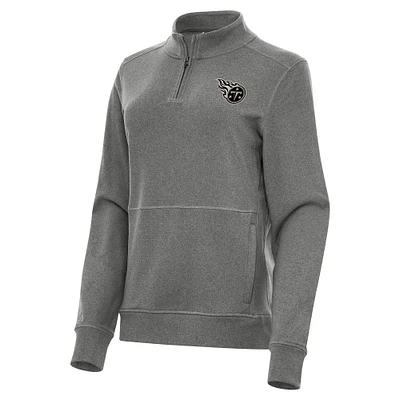 Women's Antigua Heather Black Tennessee Titans Crush Quarter-Zip Top