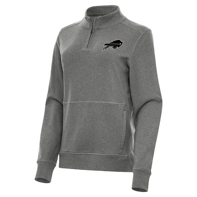 Women's Antigua Heather Black Buffalo Bills Crush Quarter-Zip Top