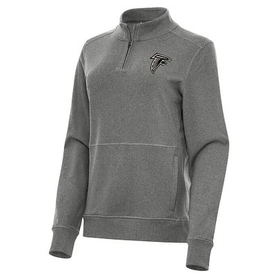 Women's Antigua Heather Black Atlanta Falcons Crush Quarter-Zip Top