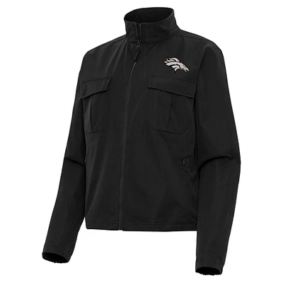Women's Antigua Denver Broncos Brushed Carbon Even Par Full-Zip Jacket