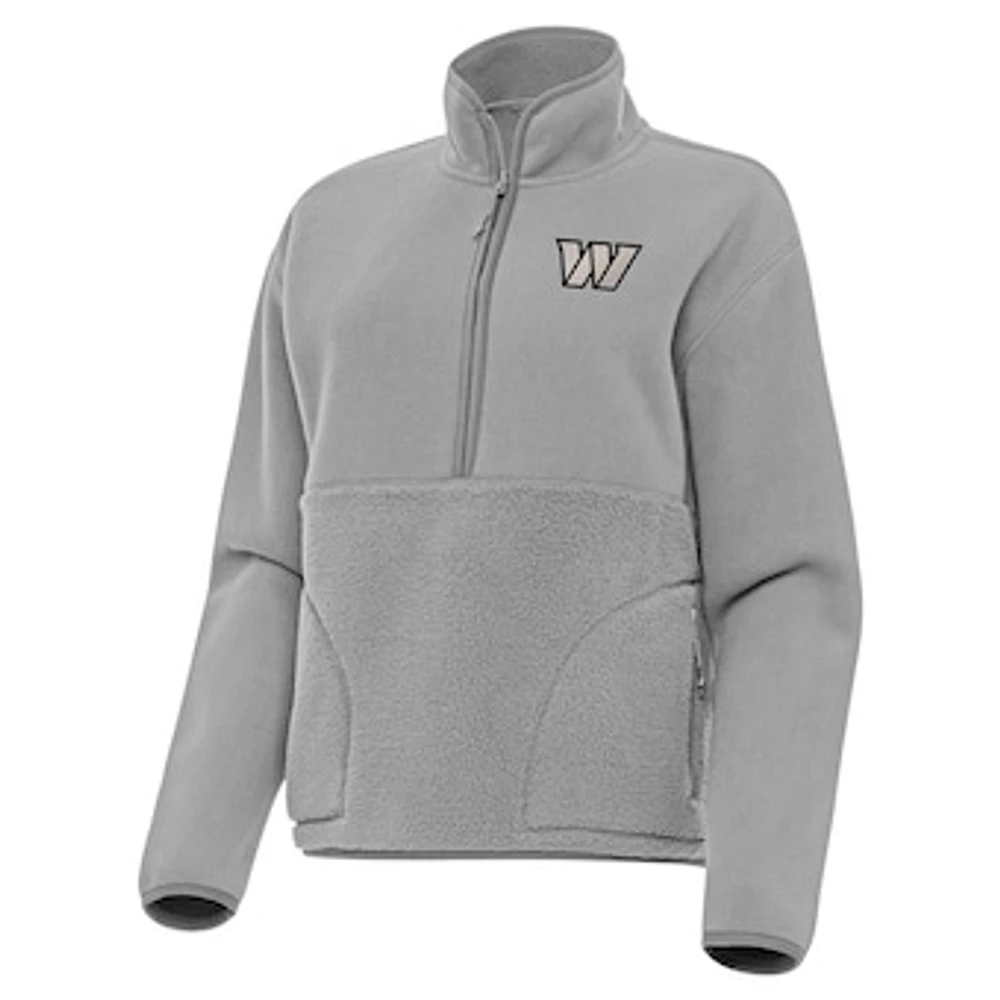 Women's Antigua Gray Washington Commanders Brushed Carbon Figure Half-Zip Pullover Sweatshirt