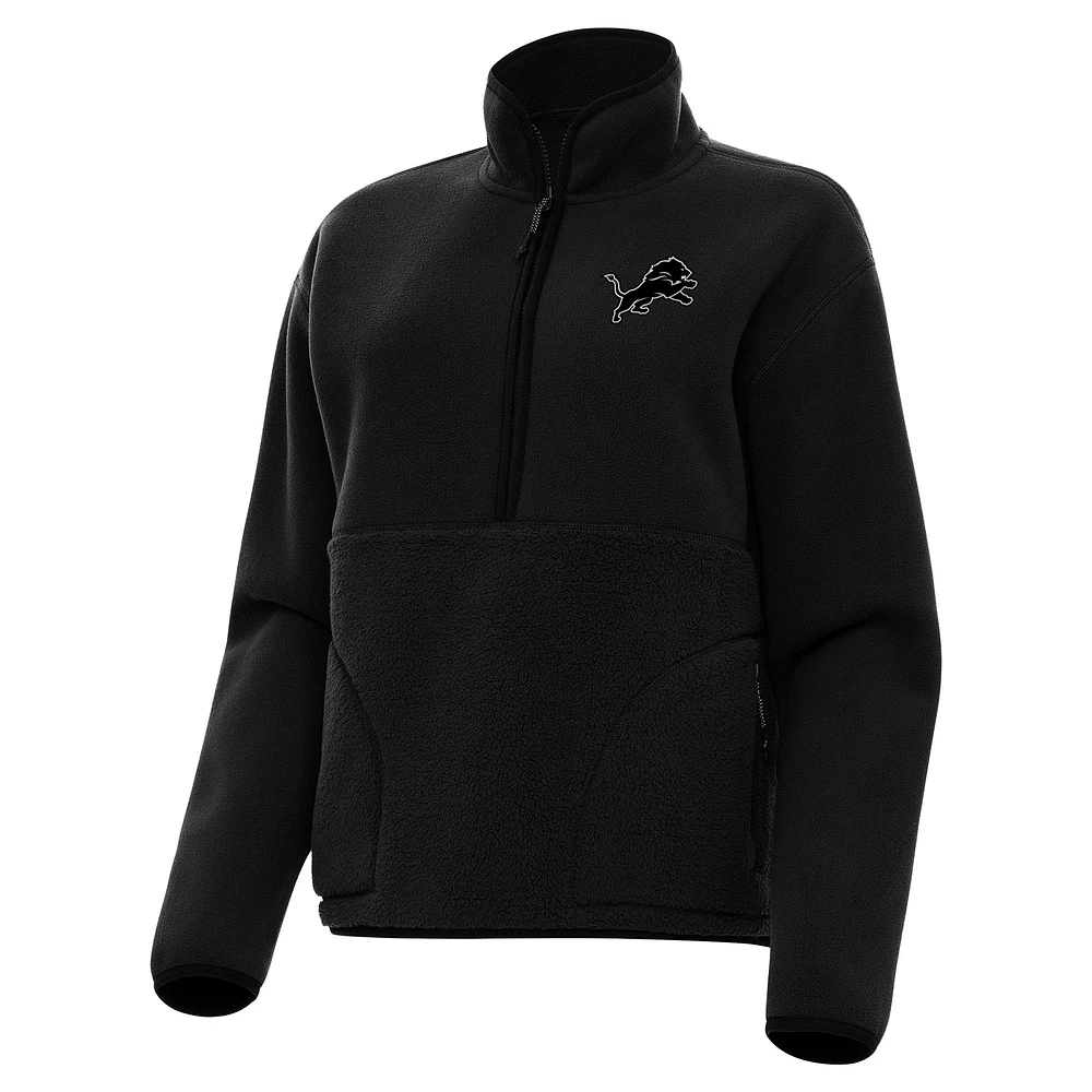 Women's Antigua Detroit Lions Brushed Carbon Figure Half-Zip Pullover Sweatshirt