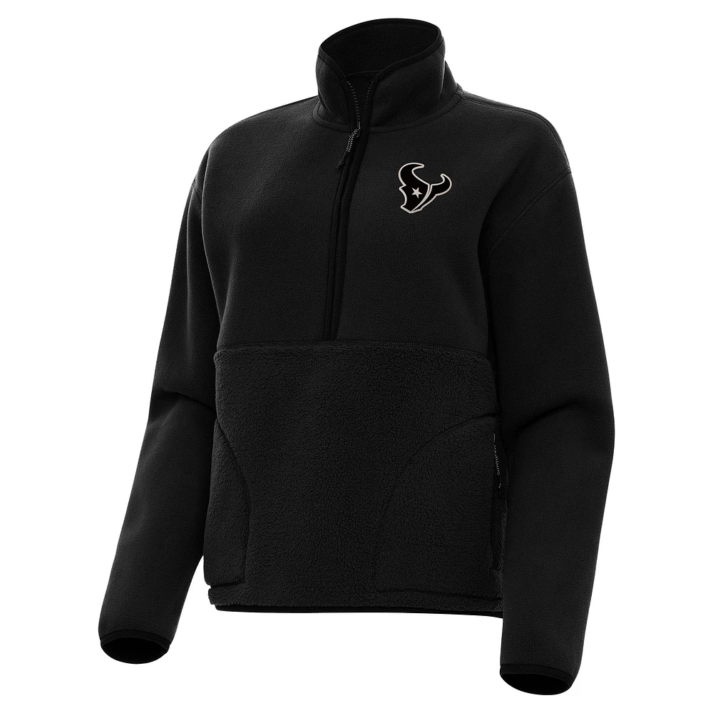 Women's Antigua Houston Texans Brushed Carbon Figure Half-Zip Pullover Sweatshirt