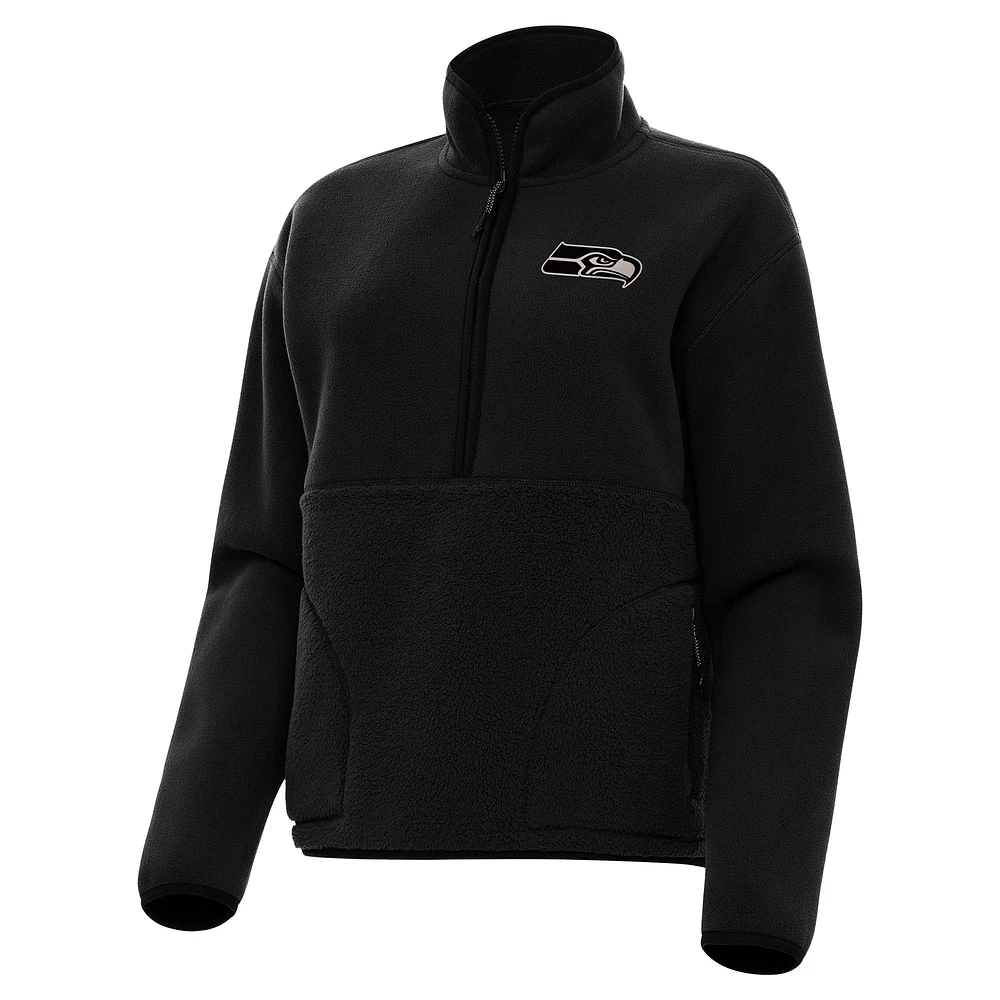 Women's Antigua Seattle Seahawks Brushed Carbon Figure Half-Zip Pullover Sweatshirt