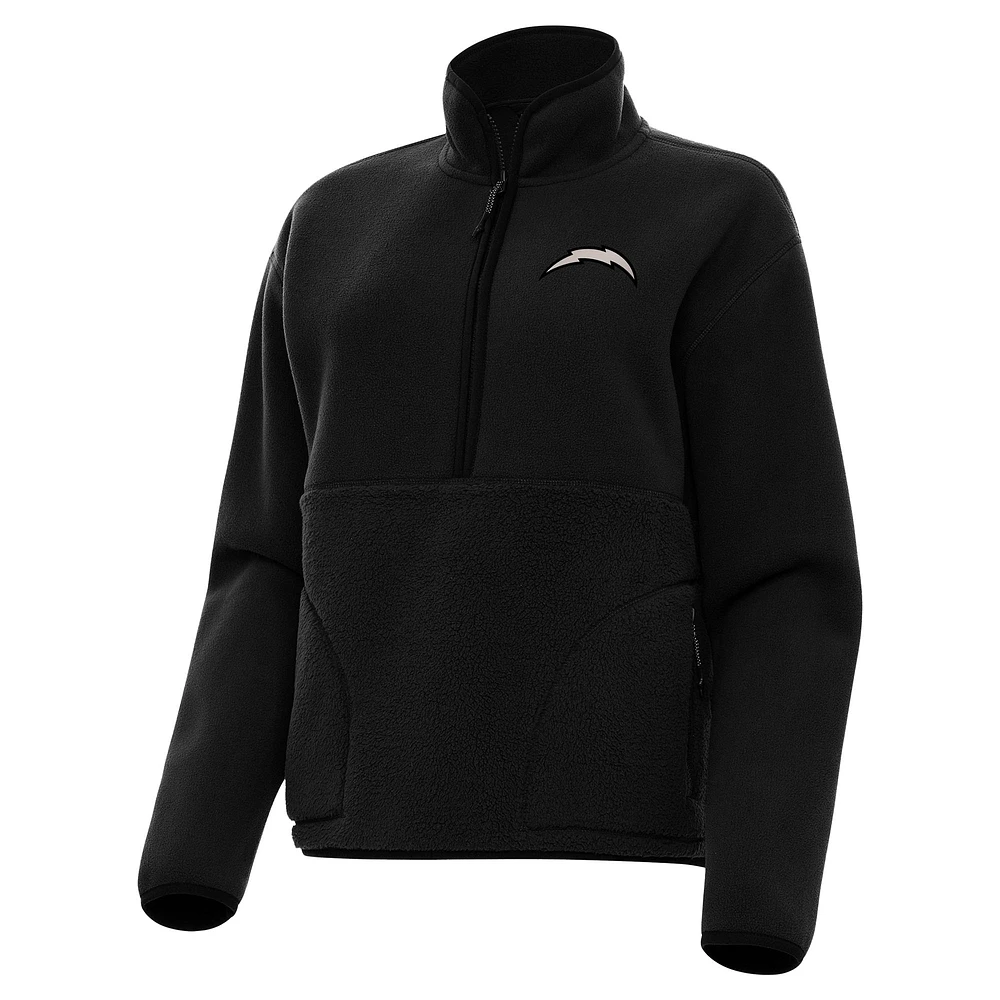 Women's Antigua Los Angeles Chargers Brushed Carbon Figure Half-Zip Pullover Sweatshirt