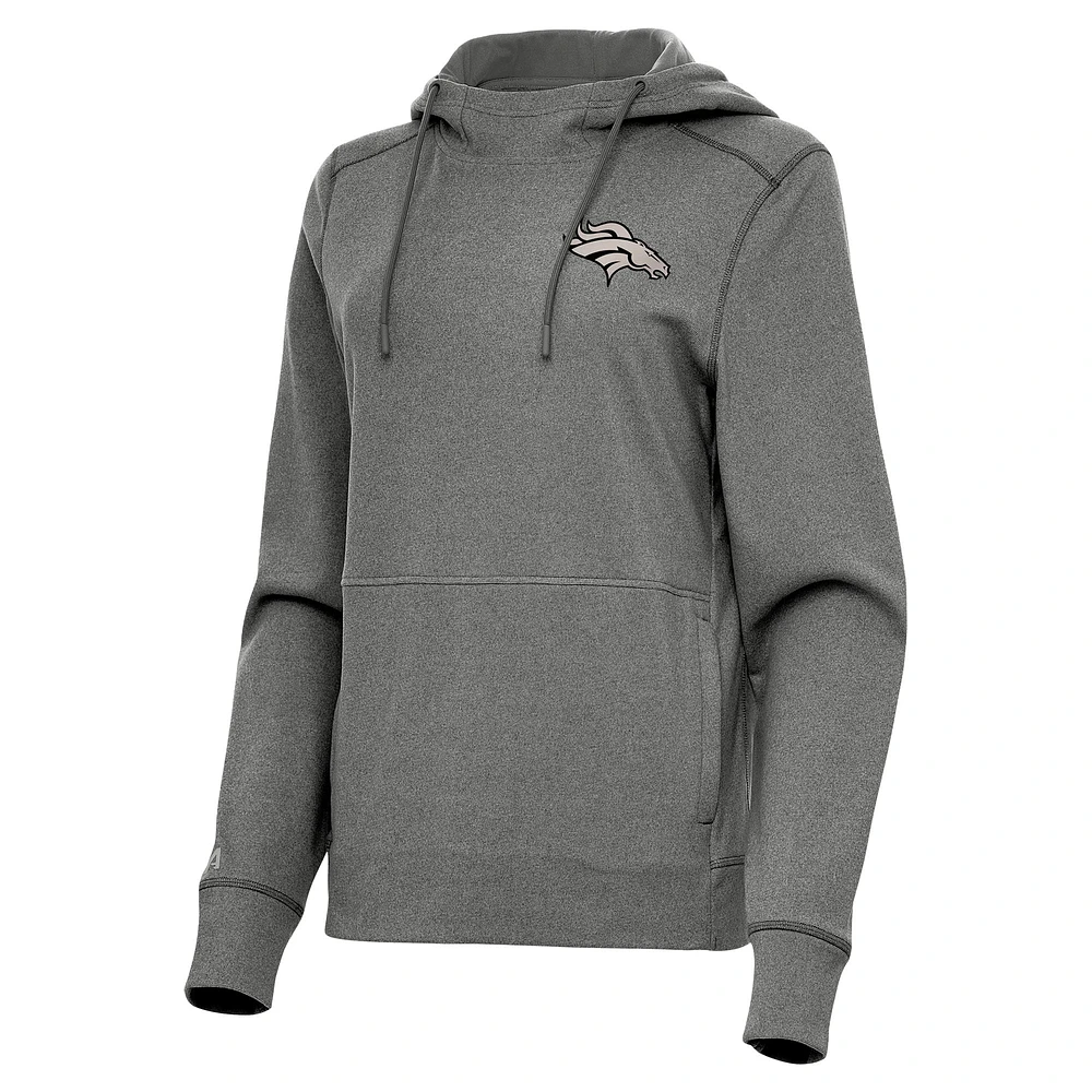 Women's Antigua Heather Denver Broncos Justice Pullover Hoodie