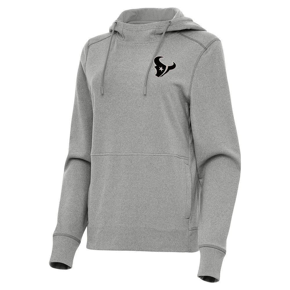 Women's Antigua Heather Gray Houston Texans Justice Pullover Hoodie