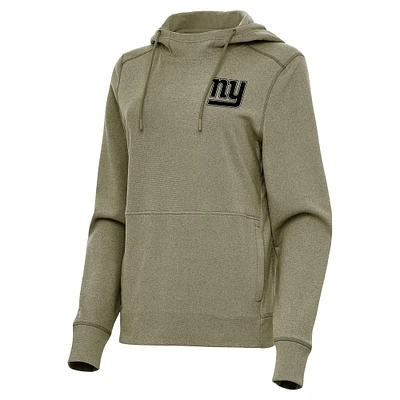 Women's Antigua Olive New York Giants Justice Pullover Hoodie