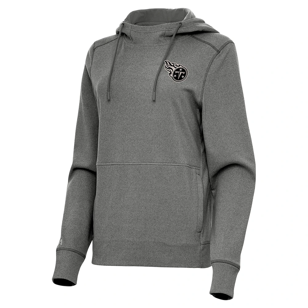 Women's Antigua Heather Black Tennessee Titans Justice Pullover Hoodie